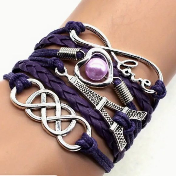 Jewelry - Multi-layer Woven faux Leather and silver Bracelet jewelry